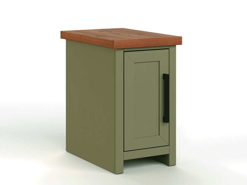 English Elm 14 Inch Chairside Table Sage Green & Fruitwood Two-Tone Accent Table Fully Assembled Oil-Rubbed Bronze Hardware B108P160215