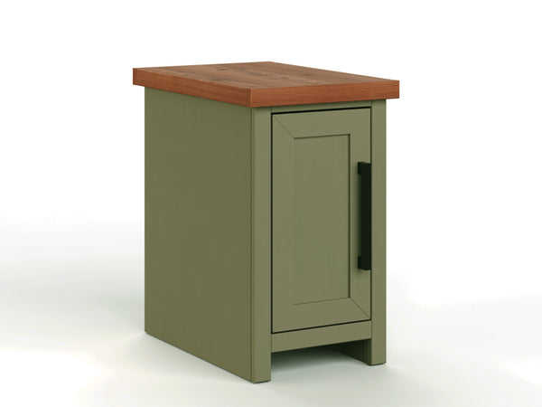 English Elm 14 Inch Chairside Table Sage Green & Fruitwood Two-Tone Accent Table Fully Assembled Oil-Rubbed Bronze Hardware B108P160215