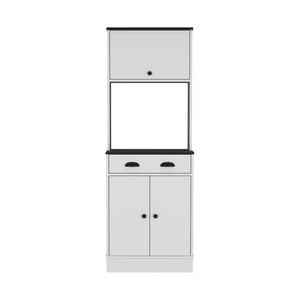 English Elm Pantry Cabinet Microwave Stand Warden – Space-Saving White/Black Engineered Wood with Microwave Shelf, Ample Storage and Easy Assembly B092P160294