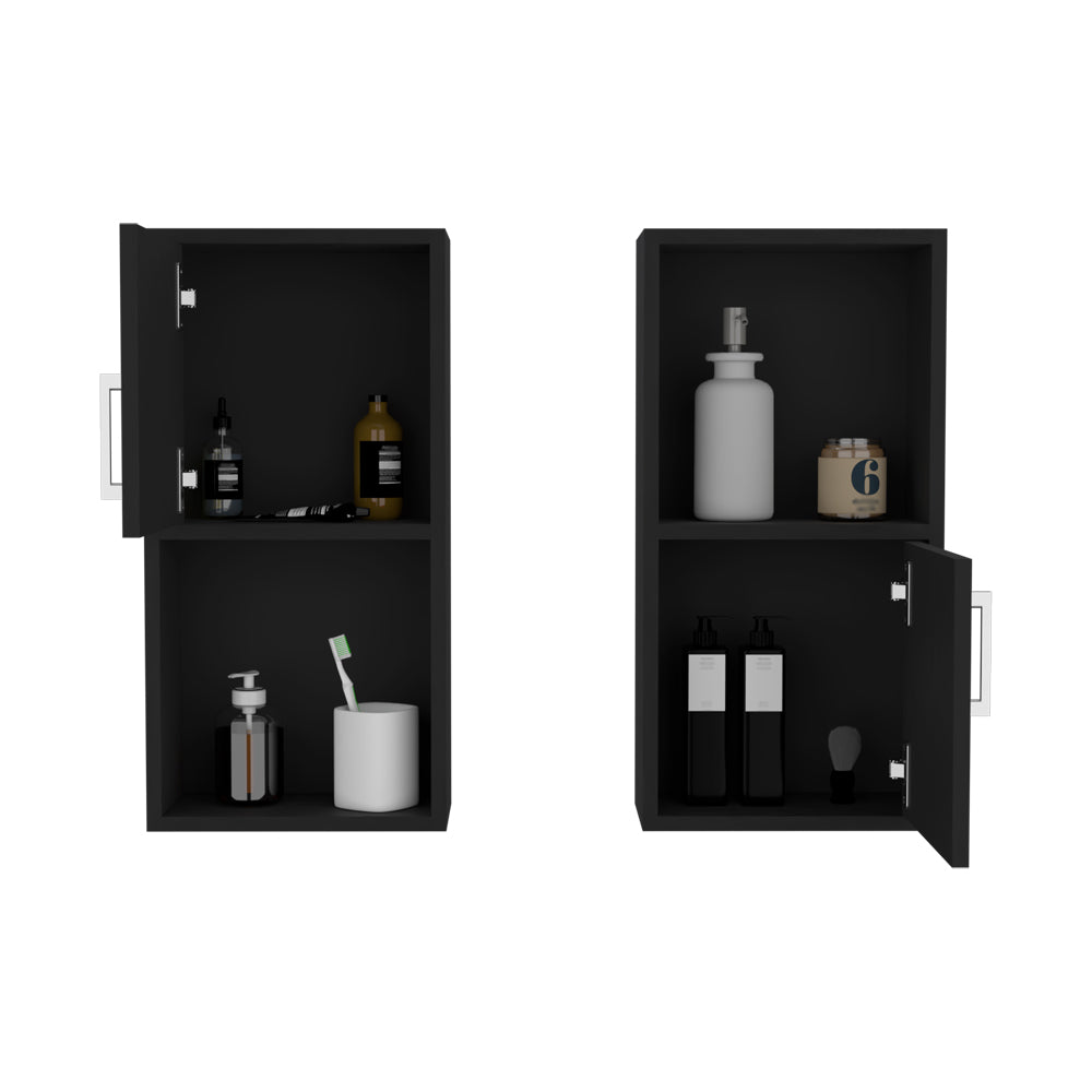 English Elm Medicine Cabinet Florence Black Engineered Wood Set of 2 — Sleek Modern Bathroom Storage, Durable Hardware and Easy Mounting (28x17.3x3.9) B092P160284