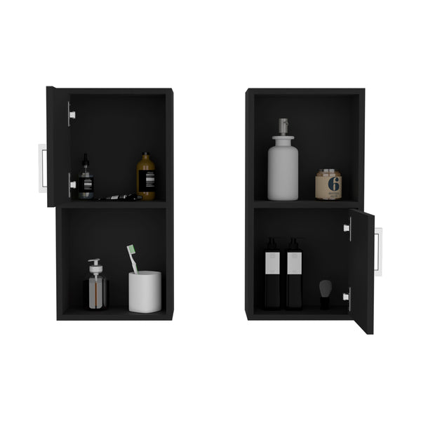 English Elm Medicine Cabinet Florence Black Engineered Wood Set of 2 — Sleek Modern Bathroom Storage, Durable Hardware and Easy Mounting (28x17.3x3.9) B092P160284