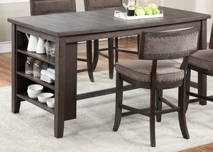 English Elm Modern Counter Height Dining Table with Storage Cabinet Solid Wood Rustic Espresso 66"x36" Stylish B011P160333