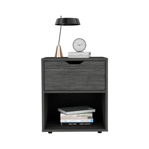 English Elm Nightstand Altheimer Light Gray – Sleek Engineered Wood Nightstand with Drawer & Open Shelf, Sturdy Legs B092P160292