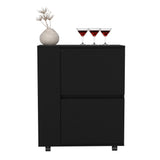 Belleville Black Bar Cart with Dual Cabinet Storage & Mobile Design - Living Room Furniture 25.80 x 14.70 x 32.20