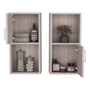 English Elm Medicine Cabinet Florence White Oak Engineered Wood Double Set with Sleek Hardware, Easy Install, Durable Elegance B092P160285
