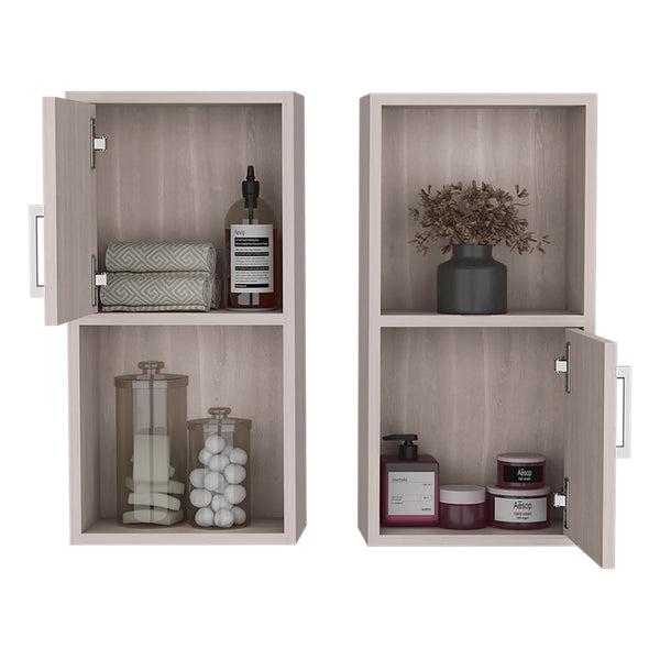 English Elm Medicine Cabinet Florence White Oak Engineered Wood Double Set with Sleek Hardware, Easy Install, Durable Elegance B092P160285