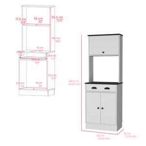 English Elm Pantry Cabinet Microwave Stand Warden – Space-Saving White/Black Engineered Wood with Microwave Shelf, Ample Storage and Easy Assembly B092P160294