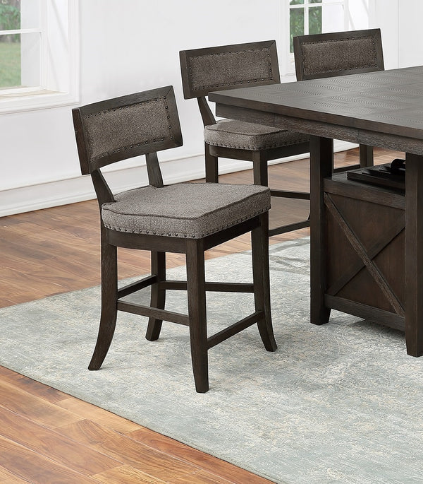 English Elm Kitchen Solid Wood Counter Height Chairs Set of 2 with Cushions, Nailhead Trim, Curved Back, Rustic Espresso B011P160332