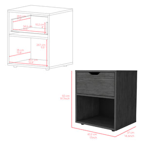 English Elm Nightstand Altheimer Light Gray – Sleek Engineered Wood Nightstand with Drawer & Open Shelf, Sturdy Legs B092P160292