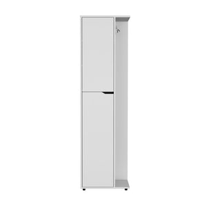 English Elm Broom Tall Storage Cabinet Edmond White - 69.5" High Engineered Wood, Durable, Easy Assembly, Sleek Design B092S00258
