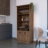 English Elm Bar Cabinet Taholah, Living Room, Dark Brown