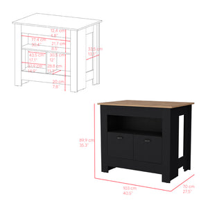 English Elm Kitchen Island Geneva with Macadamia Countertop, Spacious 40.5"x27.5" Prep Surface and Ample Storage B092P160278