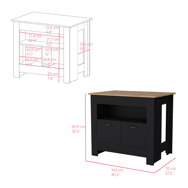English Elm Kitchen Island Geneva with Macadamia Countertop, Spacious 40.5"x27.5" Prep Surface and Ample Storage B092P160278
