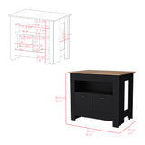 English Elm Kitchen Island Geneva, Black / Macadamia