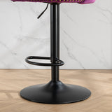 English Elm Swivel Velvet Barstools Adjusatble Seat Height From 25-33 Inch,17.7Inch Base, Modern Upholstered Bar Stools With Backs Comfortable Tufted For Home Pub and Kitchen Island,Purple,Set Of 2,Sw1812Pp