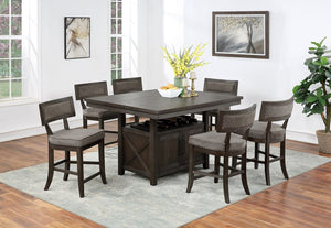 English Elm Dining Counter Height Table Solid Wood with 18" Butterfly Leaf & Storage Cabinet Rustic Espresso Finish B011S00788
