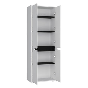 English Elm Multistorage Kitchen Pantry Helper - Sleek White & Black Engineered Wood Organizer, Easy Assemble, Durable Storage Solution for Efficient Kitchen Organization B092P160286