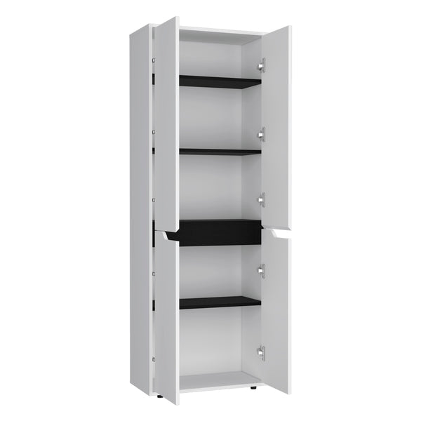 English Elm Multistorage Kitchen Pantry Helper - Sleek White & Black Engineered Wood Organizer, Easy Assemble, Durable Storage Solution for Efficient Kitchen Organization B092P160286