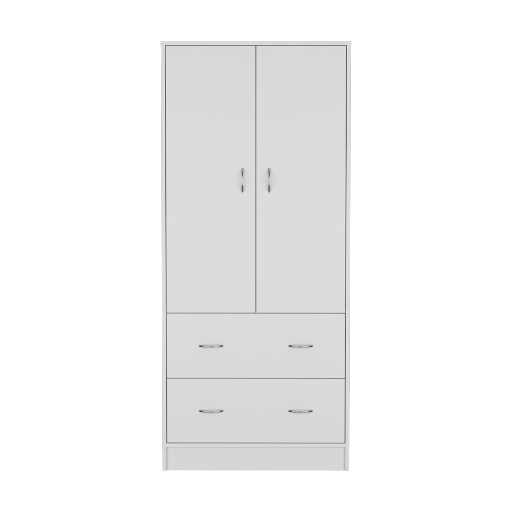 English Elm Armoire Edie White Engineered Wood Closet Cabinet with Clothing Rod, Upper Shelf & Hidden Drawer, Durable.Design B092S00249