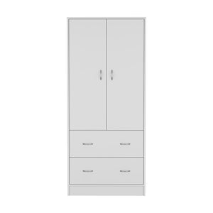 English Elm Armoire Edie White Engineered Wood Closet Cabinet with Clothing Rod, Upper Shelf & Hidden Drawer, Durable.Design B092S00249