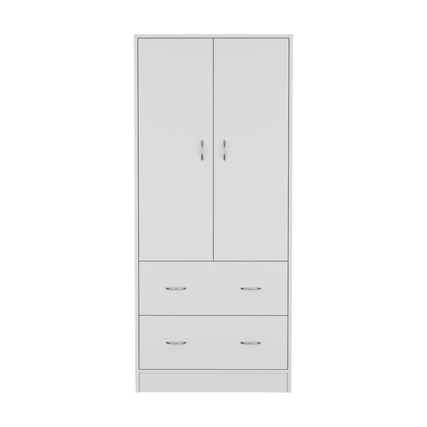 English Elm Armoire Edie White Engineered Wood Closet Cabinet with Clothing Rod, Upper Shelf & Hidden Drawer, Durable.Design B092S00249