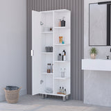 Linen Cabinet Sandy in White - Tailored Organization, Chic Modern Design for Bathroom Storage