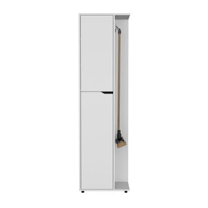 English Elm Broom Tall Storage Cabinet Edmond White - 69.5" High Engineered Wood, Durable, Easy Assembly, Sleek Design B092S00258