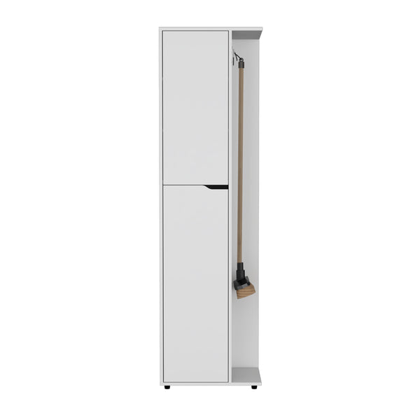 English Elm Broom Tall Storage Cabinet Edmond White - 69.5" High Engineered Wood, Durable, Easy Assembly, Sleek Design B092S00258
