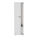 English Elm Broom Storage Closet Edmond, Kitchen, White