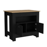 English Elm Kitchen Island Geneva, Black / Macadamia