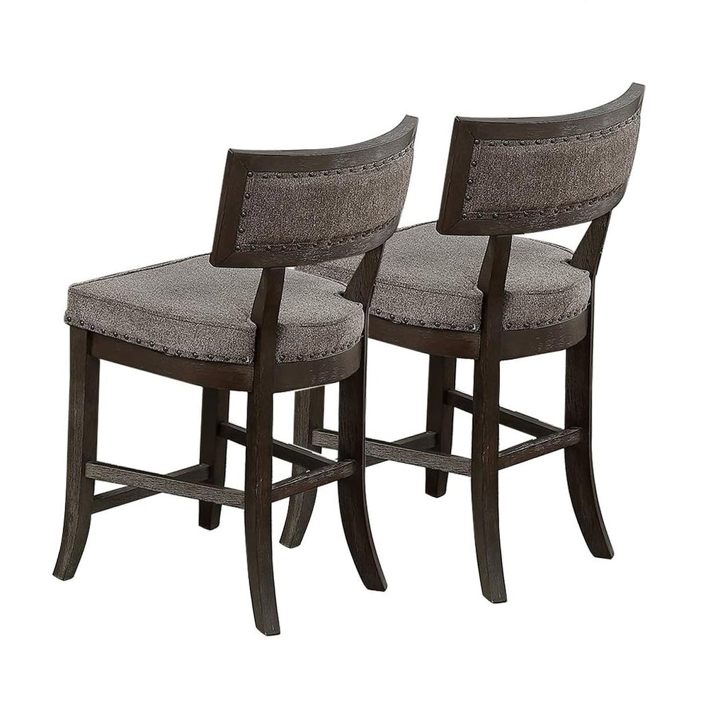 English Elm Kitchen Solid Wood Counter Height Chairs Set of 2 with Cushions, Nailhead Trim, Curved Back, Rustic Espresso B011P160332