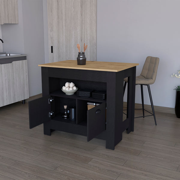 English Elm Kitchen Island Geneva with Macadamia Countertop, Spacious 40.5"x27.5" Prep Surface and Ample Storage B092P160278