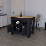 English Elm Kitchen Island Geneva, Black / Macadamia