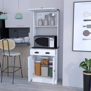 English Elm Pantry Cabinet Microwave Stand Warden – Space-Saving White/Black Engineered Wood with Microwave Shelf, Ample Storage and Easy Assembly B092P160294