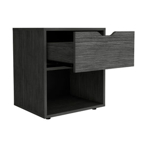 English Elm Nightstand Altheimer Light Gray – Sleek Engineered Wood Nightstand with Drawer & Open Shelf, Sturdy Legs B092P160292