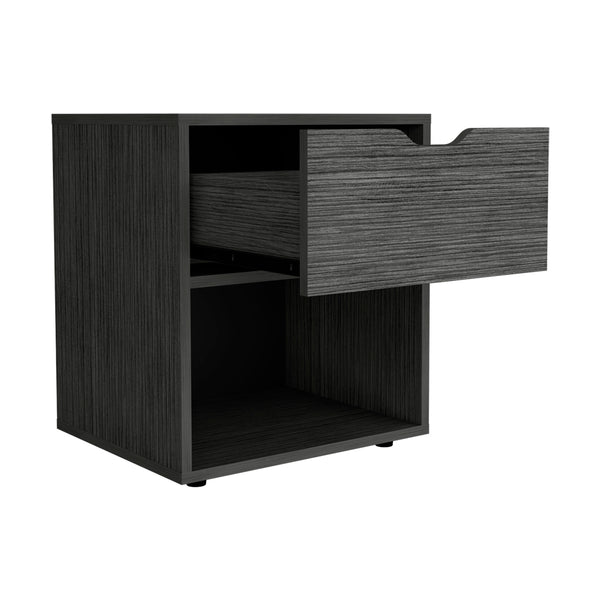 English Elm Nightstand Altheimer Light Gray – Sleek Engineered Wood Nightstand with Drawer & Open Shelf, Sturdy Legs B092P160292