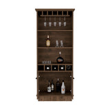 English Elm Bar Cabinet Taholah, Living Room, Dark Brown