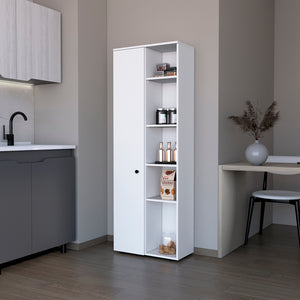 English Elm Multistorage Kitchen Pantry Lane White – Engineered Wood, Adjustable Shelves, Modern Slim Design, Durable Finish B092P160288