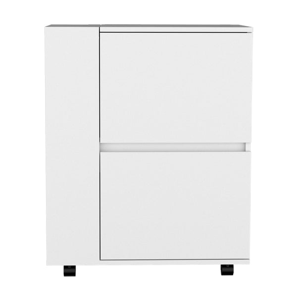 English Elm Bar Cart Belleville White Engineered Wood Mobile Bar with Dual Cabinet Storage, Versatile Living Room Unit Durable Wheels B092P160272