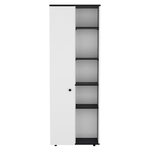 English Elm Multistorage Kitchen Pantry Lane - Sleek White+Black Engineered Wood Cabinet with Adjustable Shelves, Modern Finish, Easy Assembly B092P160287