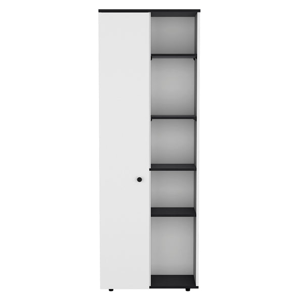 English Elm Multistorage Kitchen Pantry Lane - Sleek White+Black Engineered Wood Cabinet with Adjustable Shelves, Modern Finish, Easy Assembly B092P160287
