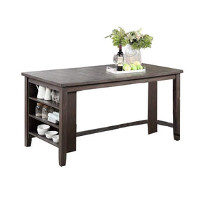 English Elm Modern Counter Height Dining Table with Storage Cabinet Solid Wood Rustic Espresso 66"x36" Stylish B011P160333