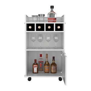 English Elm Bar Cart Kinsley White Engineered Wood Wine Storage with Bottle Slots, Cabinet & Open Shelf Durability B092P160274