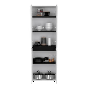 English Elm Multistorage Kitchen Pantry Helper - Sleek White & Black Engineered Wood Organizer, Easy Assemble, Durable Storage Solution for Efficient Kitchen Organization B092P160286