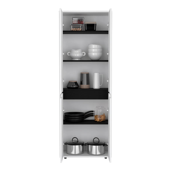 English Elm Multistorage Kitchen Pantry Helper - Sleek White & Black Engineered Wood Organizer, Easy Assemble, Durable Storage Solution for Efficient Kitchen Organization B092P160286