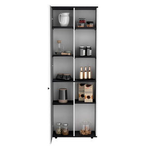 English Elm Multistorage Kitchen Pantry Lane - Sleek White+Black Engineered Wood Cabinet with Adjustable Shelves, Modern Finish, Easy Assembly B092P160287