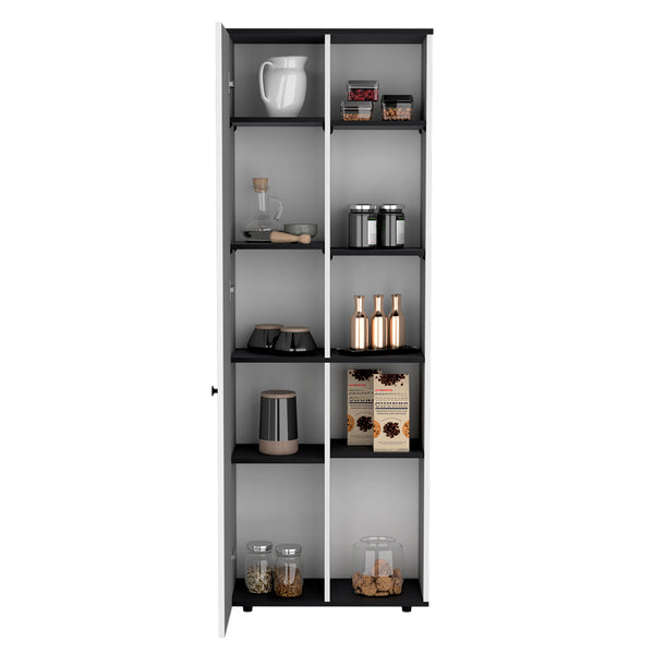 English Elm Multistorage Kitchen Pantry Lane - Sleek White+Black Engineered Wood Cabinet with Adjustable Shelves, Modern Finish, Easy Assembly B092P160287