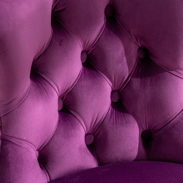 English Elm Swivel Velvet Barstools with Tufted Back and Hand-Hammered Rivets, Adjustable 25–33" Height Purple W1143P151487