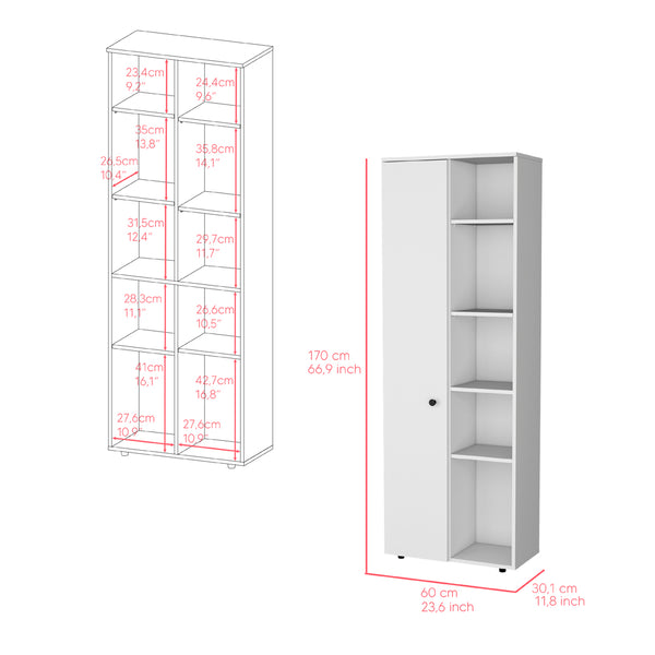 English Elm Multistorage Kitchen Pantry Lane White – Engineered Wood, Adjustable Shelves, Modern Slim Design, Durable Finish B092P160288