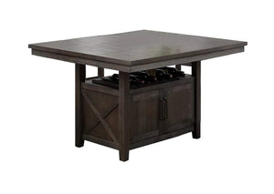 English Elm Dining Counter Height Table Solid Wood with 18" Butterfly Leaf & Storage Cabinet Rustic Espresso Finish B011S00788